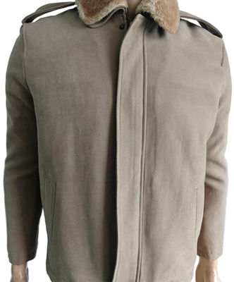 Customizable Khaki Military Jacket with Faux Fur Collar for Winter