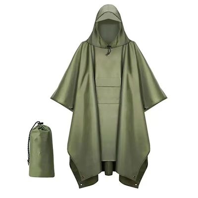 Polyester PU Coating Military Poncho Raincoat Waterproof For Outdoor Activities And Travel