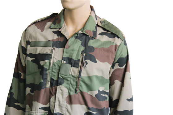 Functional French F2 Uniform Collared Camo Jacket And Trousers For Outdoor Activities