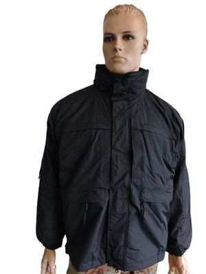 Stealth Black Military Parka Jacket Long Sleeve With Detachable Thermal Liner