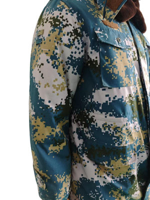 Blue Camo Insulated Jacket Detachable Thermal Liner and Adjustable Waist Strap