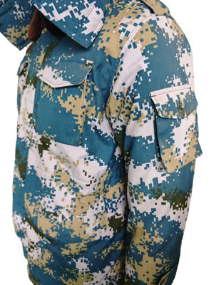 Blue Camo Insulated Jacket Detachable Thermal Liner and Adjustable Waist Strap
