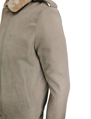 Customizable Khaki Military Jacket with Faux Fur Collar for Winter