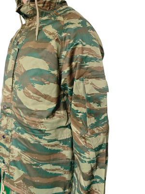 Hooded Camouflage Training Top with Versatile Functions Zipper Metal Button Closure