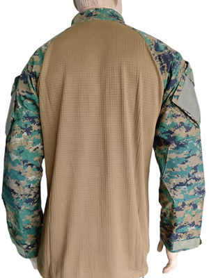 Military Style Camouflage Top High Neck Half Placket Breathable Camouflage Workout Tops