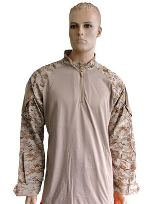 Tactical Camo Combat Shirt Half Zip Breathable Polyester Cotton
