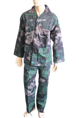 Polyester Cotton Police Security Uniform Woodland Camo Set