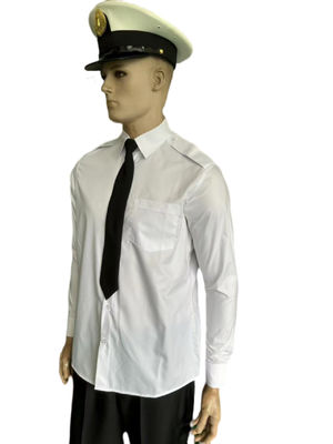 Customizable Security Guard Uniform Shirt With Tie Polyester Cotton Blend