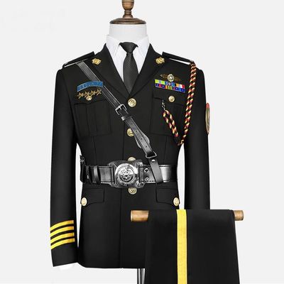 Formal Events Army Ceremonial Uniform Dark Blue Breathable With Gold Buttoned Jacket