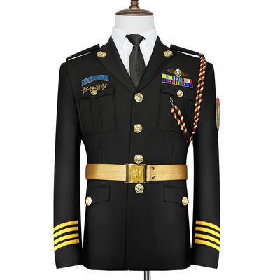 Formal Events Army Ceremonial Uniform Dark Blue Breathable With Gold Buttoned Jacket