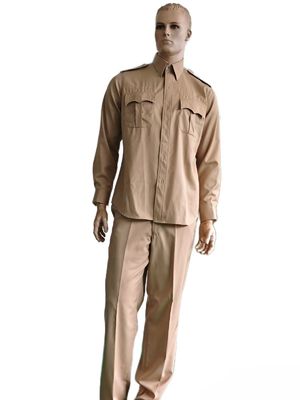 Classic Khaki Officer's Dress Uniform Set Wool Blend Long Sleeve Straight Leg
