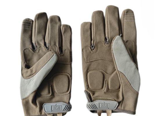 Tactical Combat Gloves Brown Microfiber Reinforced Knuckle Protection