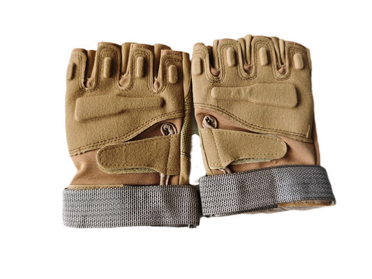 Tactical Brown Microfiber Combat Gloves Half Finger for Outdoor Training