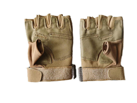 Tactical Brown Microfiber Combat Gloves Half Finger for Outdoor Training