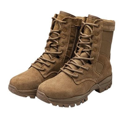 Full Grain Leather Brown Combat Military Boots Winter Military Mountaineering Boots Puncture Proof