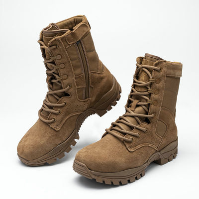 Full Grain Leather Brown Combat Military Boots Winter Military Mountaineering Boots Puncture Proof
